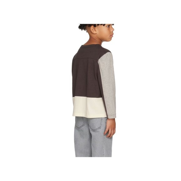 WYNKEN Kids Unisex Brown & Gray Tri-Line Colorblock Long Sleeve T-Shirt\ 6Y 4Y - Picture 4 of 11